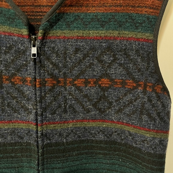 Vintage L.L. Bean women’s wool blanket Aztec southwest vest size s small - Picture 3 of 5